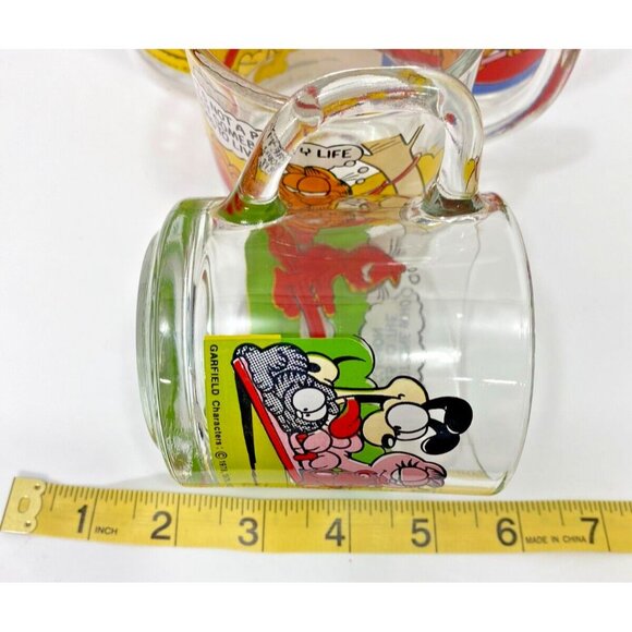 Set of 4 Garfield 1978 McDonalds Glass Mugs Coffee Cups Jim Davis Odie VTG - Picture 15 of 15